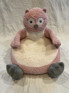 Pink plush owl toddler chair