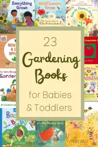 collage of gardening board books
