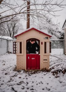 children's playhouse in winter
