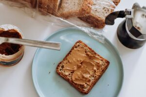 peanut butter toast and coffee